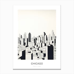 Chicago Skyline 10 B&W Poster Canvas Print