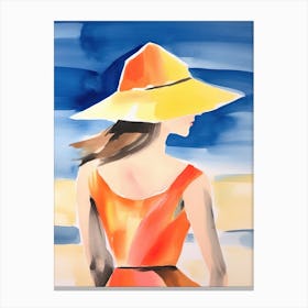 Watercolor Lady Enjoying Summer Canvas Print