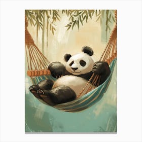 Giant Panda Napping In A Hammock Storybook Illustration 2 Canvas Print