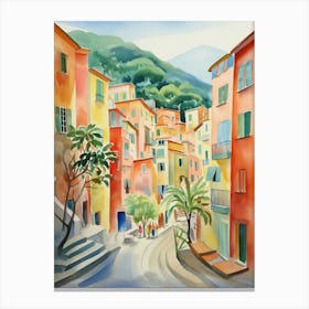 Cinque Terre, Italy Watercolour Streets 1 Canvas Print