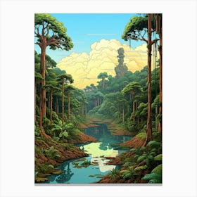 Tambopata National Park Pixel Art 1 Canvas Print