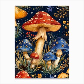 Seamless Pattern With Mushrooms Canvas Print