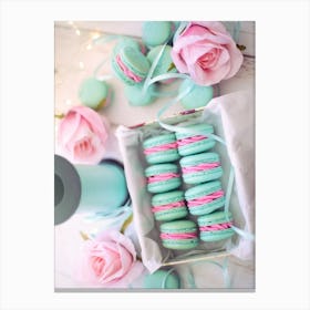 Macarons And Roses Canvas Print
