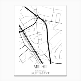 Mill Hill,United Kingdom Minimalist Map Canvas Print