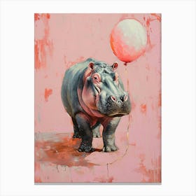 Cute Hippopotamus 3 With Balloon Canvas Print