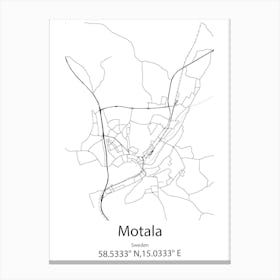 Motala,Sweden Minimalist Map Canvas Print