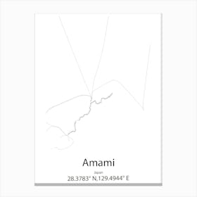 Amami,Japan Minimalist Map Canvas Print