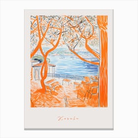 Korula Croatia Orange Drawing Poster Canvas Print