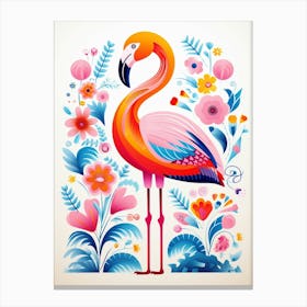 Scandinavian Bird Illustration Greater Flamingo 2 Canvas Print