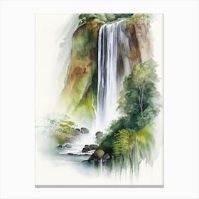 Bridal Veil Falls, New Zealand Water Colour  (2) Canvas Print