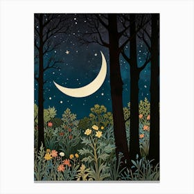 Moon In The Forest Style William Morris Canvas Print