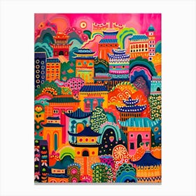 Kitsch Colourful Cityscape 4 Canvas Print