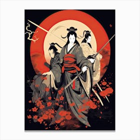 Samurai Noh And Kabuki Theater Style Illustration 4 Canvas Print