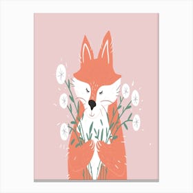 Fox With Flowers Canvas Print