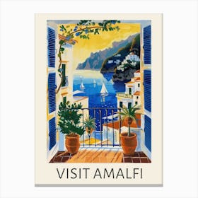 Visit Amalfi Coast Travel Poster Canvas Print