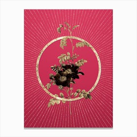 Gold Alpine Rose Glitter Ring Botanical Art on Viva Magenta n.0136 Canvas Print