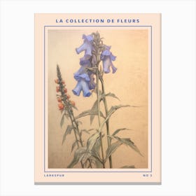 Larkspur 3 French Flower Botanical Poster Canvas Print