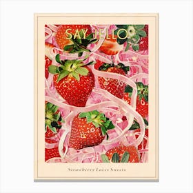 Strawberry Laces Candy Sweets Retro Collage 2 Poster Canvas Print