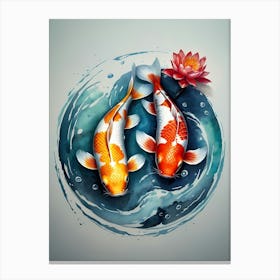 Koi Fish Yin Yang Painting (30) Canvas Print