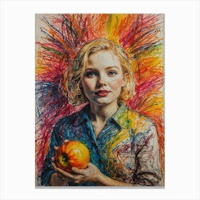 Girl With An Apple 2 Canvas Print