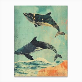 Kitsch Retro Whale Collage 1 Canvas Print