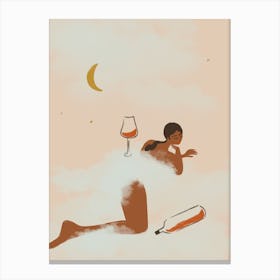 Paradise Woman With A Glass Of Wine Canvas Print