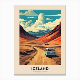 Fimmvorduhals Pass Iceland 2 Vintage Hiking Travel Poster Canvas Print