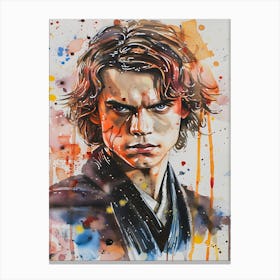 Anakin Skywalker From Star Wars Watercolor Canvas Print