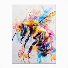 Honey Bee Colourful Watercolour 3 Canvas Print