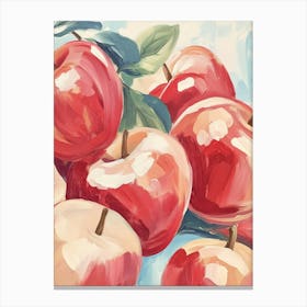 Red Apples with Green Leaves Canvas Print