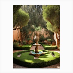 Courtyard With A Fountain Morocco Canvas Print