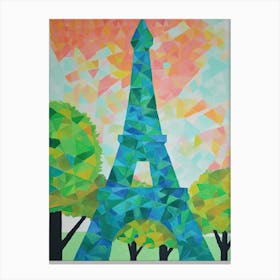Eiffel Tower Paris France David Hockney Style 3 Canvas Print