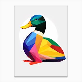 Colourful Geometric Bird Mallard Duck 1 Canvas Print