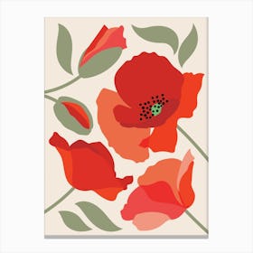 Orange Poppy Floral Flowers Canvas Print