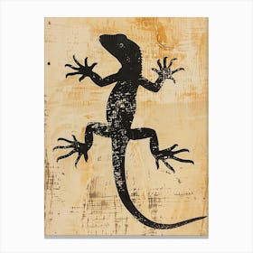 Black Lizard Block Print 1 Canvas Print