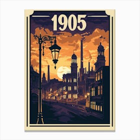 Aihrgdesign A Nostalgic Poster Of A 1905 City Skyline At Dusk 579b7064 889a 4039 A0f2 6a74205836dc 2 Canvas Print