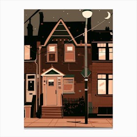 Illustration Of Houses At Night Canvas Print