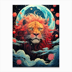 Lion In The Moonlight Canvas Print