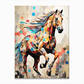 A Horse Painting In The Style Of Collage 3 Canvas Print