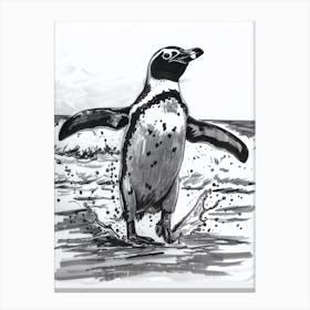African Penguin Hauling Out Of The Water 1 Canvas Print