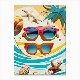 Sunglasses And Shells Canvas Print