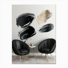 Black And White Brushstrokes 3 Canvas Print