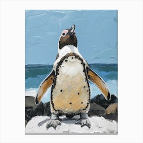 Galapagos Penguin Robben Island Colour Block Painting 3 Canvas Print