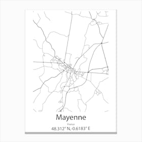 Mayenne,France Minimalist Map Canvas Print