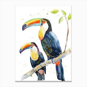 Toucans Colorful Illustration Canvas Print