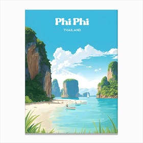 Phi Phi Thailand Holiday Travel Illustration Canvas Print