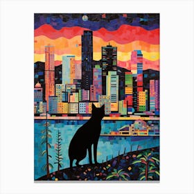 Panama City, Panama Skyline With A Cat 3 Canvas Print