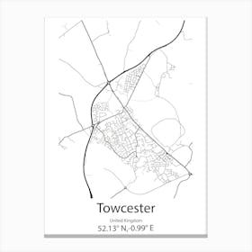 Towcester,United Kingdom Minimalist Map Stampe su tela