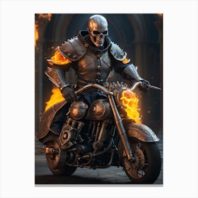 Skeleton On A Motorcycle Canvas Print