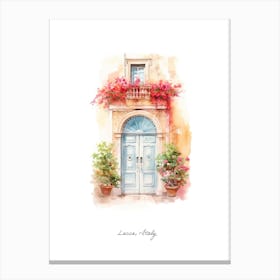 Lecce, Italy   Mediterranean Doors Watercolour Painting 1 Poster Canvas Print